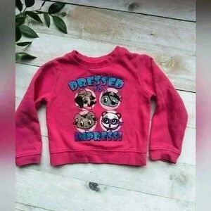 Joe Boxer Toddler Girls Cat And Dog Dress Up Glitter Sweatshirt Pink Size 2T